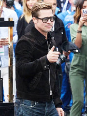 F1 2025 Brad Pitt Black Suede Leather Jacket