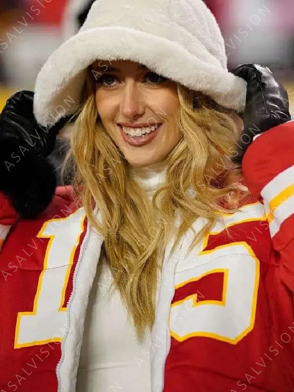 Brittany Mahomes Kristin Juszczyk Red Puffer Jacket
