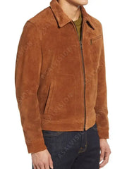 Mens Tan Brown Suede Leather Jacket