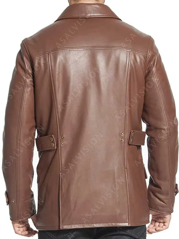Brown Fashion Leather Coat