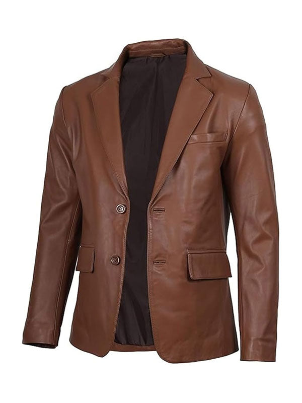 Panelist Brown Leather Blazer