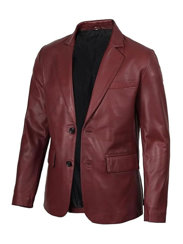 Panelist Burgundy Leather Blazer