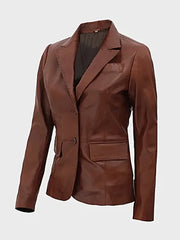 Women's Brown Leather Blazer