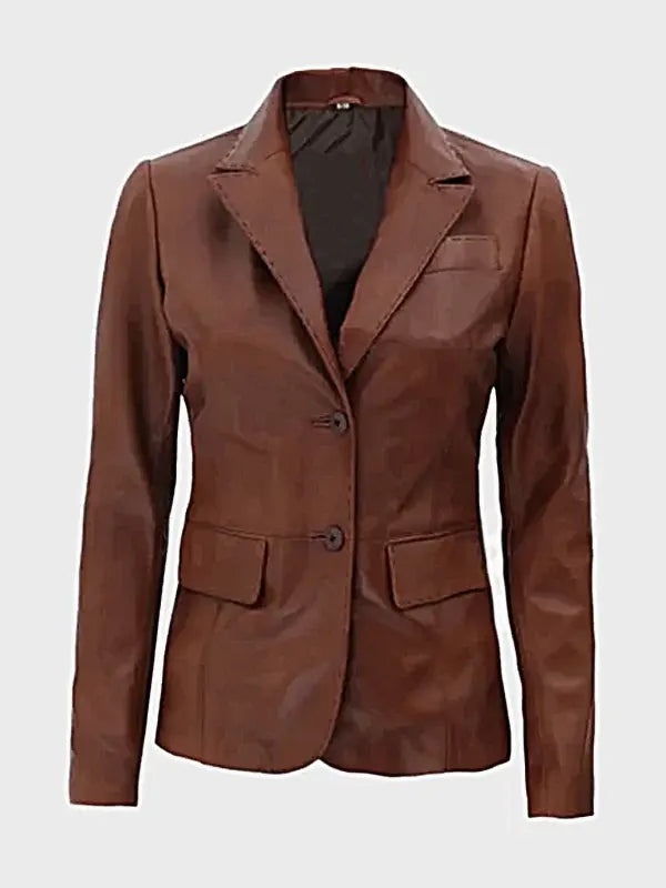 Women's Brown Leather Blazer