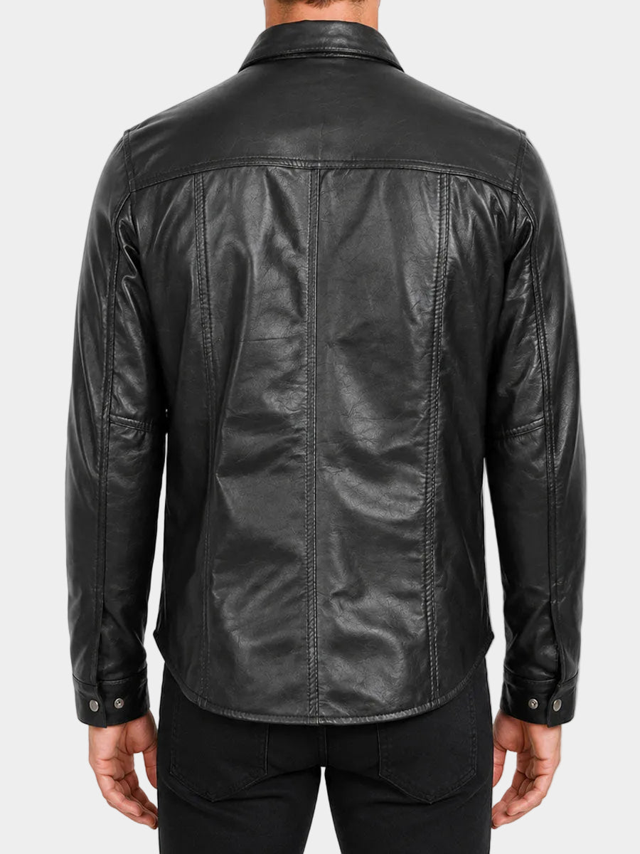 Zevran Black Lighweight Leather Shirt
