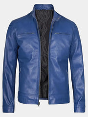 Declan Blue Racer Leather Jacket
