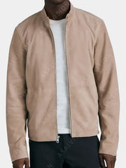 Cafe Racer Suede Leather Jacket For Mens