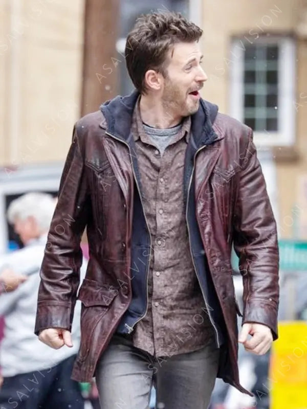 Red One Chris Evans Brown Leather Jacket