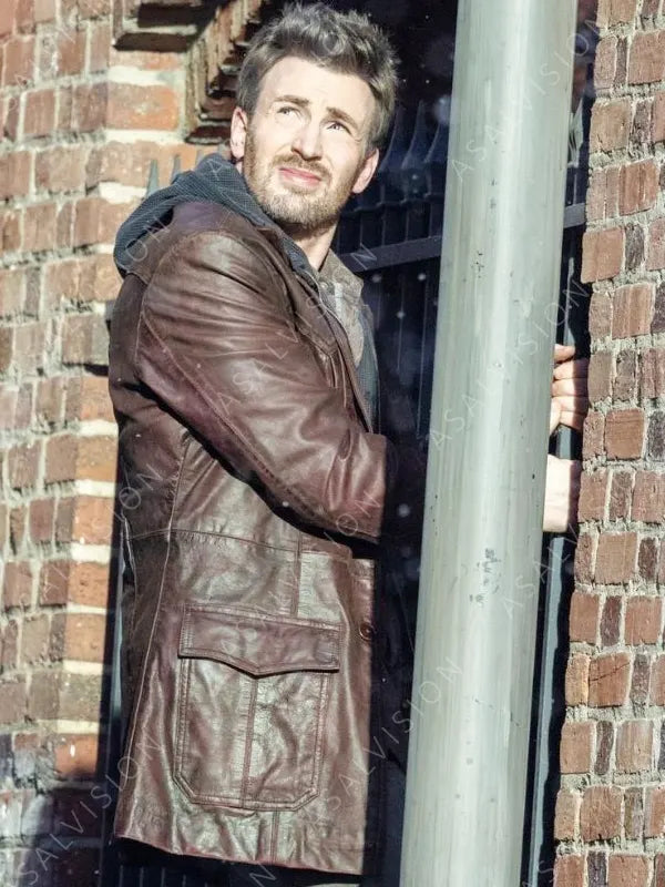Red One Chris Evans Brown Leather Jacket