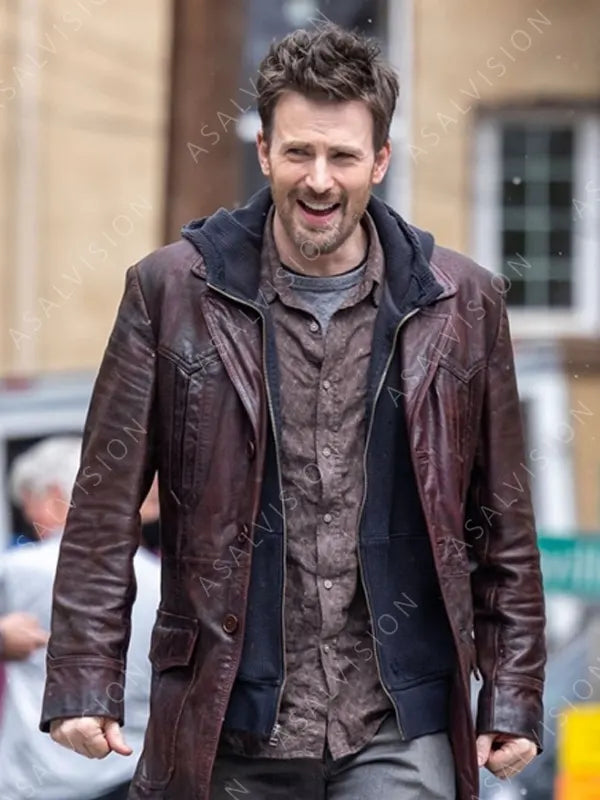 Red One Chris Evans Brown Leather Jacket