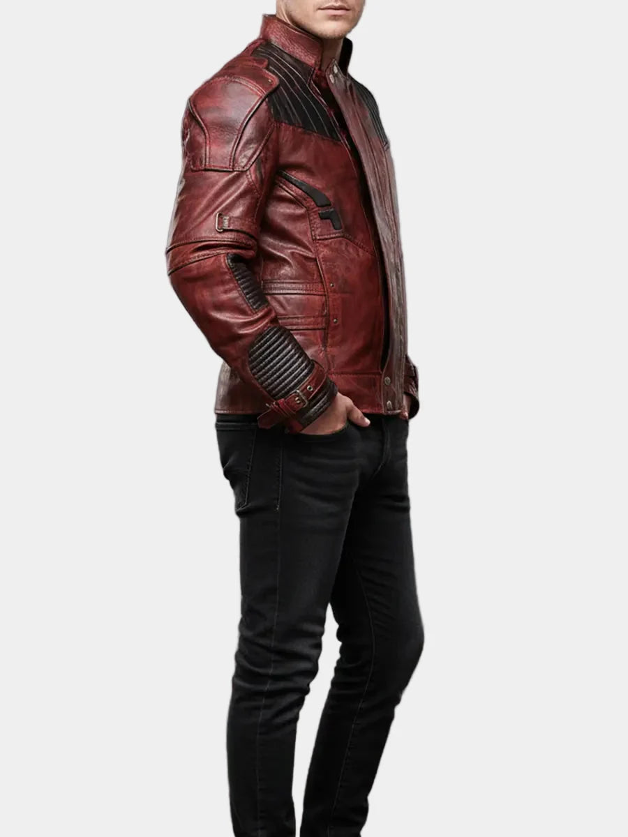 GOG 2 Chris Patt Men's Maroon Leather Jacket