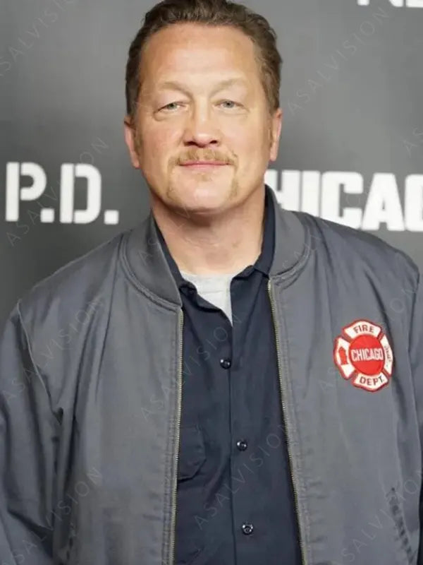 Chicago Fire Christian Stolte Grey Bomber Jacket