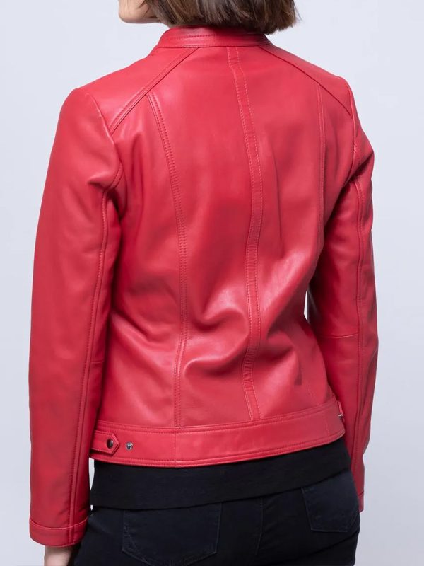 Women's Classic Red Leather Fashion Jacket