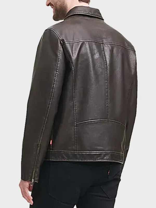 Mens Dark Brown Cowhide Leather Jacket