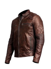 Dark Brown Cafe Racer Leather Jacket