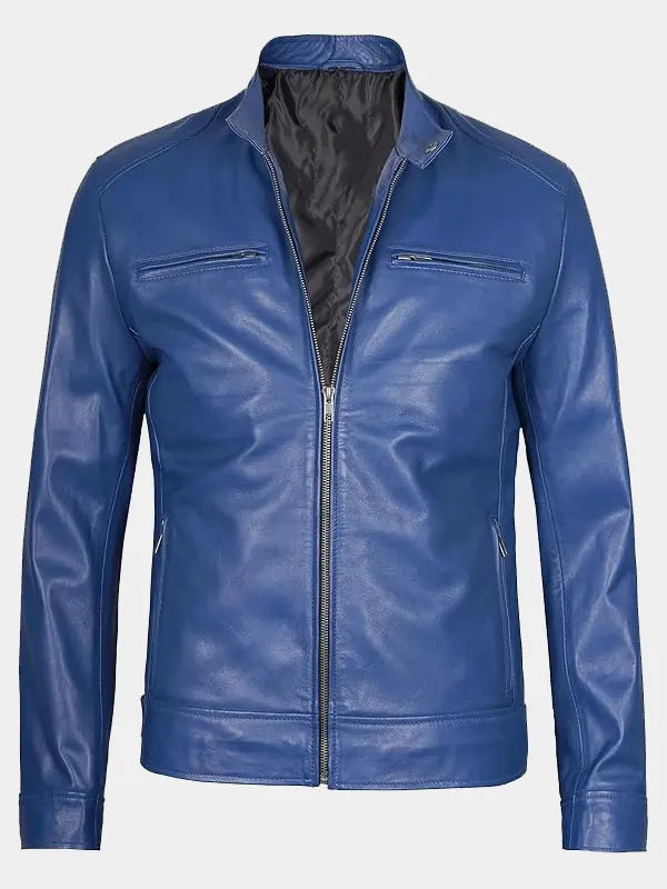 Declan Blue Racer Leather Jacket