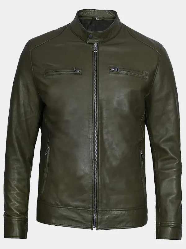 Declan Military Green Leather Jacket For Men