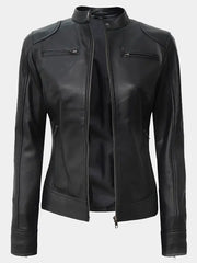 Declan Women's Black Motorcycle Leather Jacket