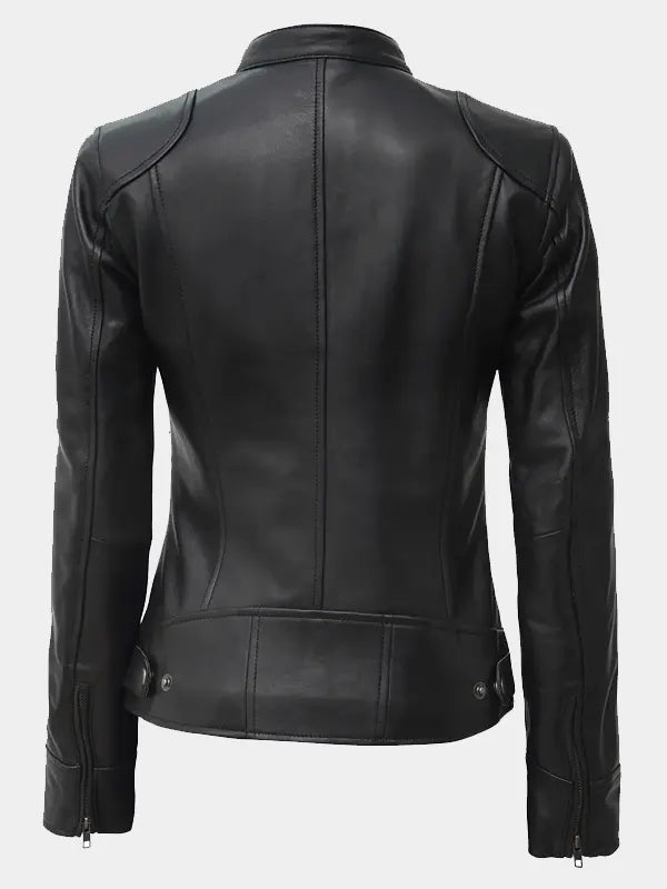 Declan Women's Black Motorcycle Leather Jacket