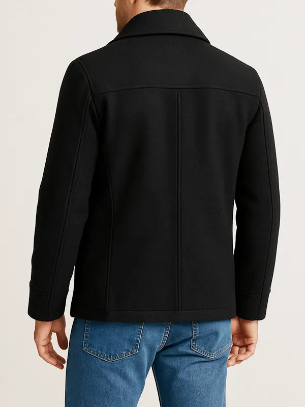 Men's Black Wool Peacoat