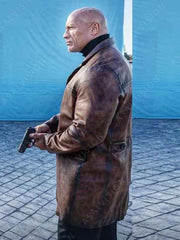 Red Notice Dwayne Johnson Brown Leather Coat