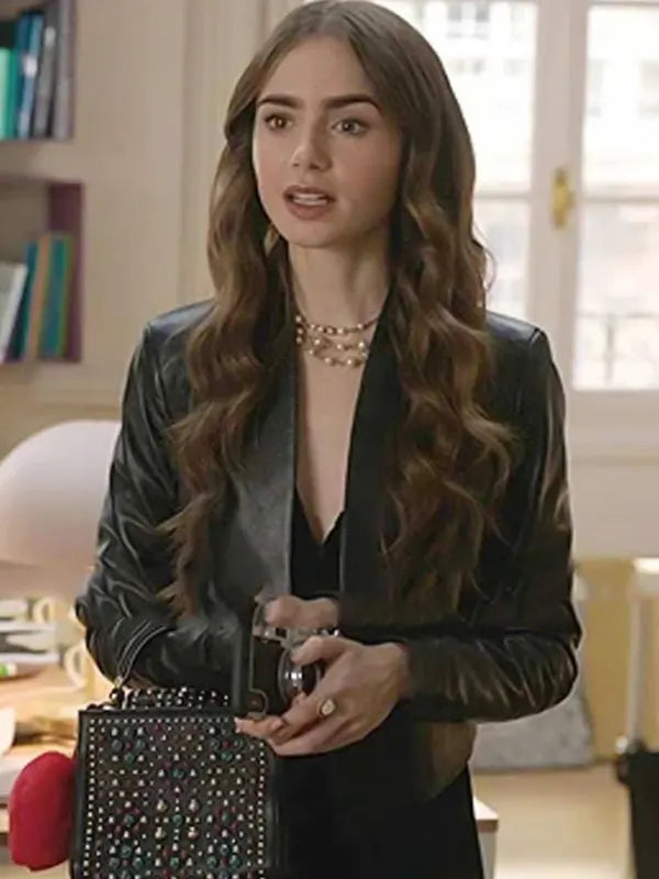 Emily Cooper Emily In Paris Black Leather Jacket