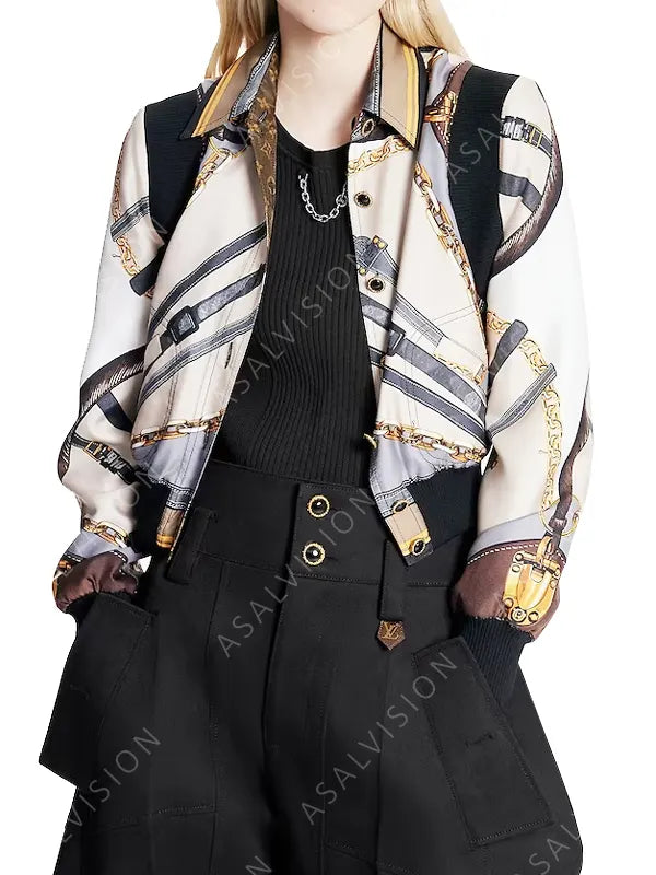 Emily Cooper Emily In Paris Chain Belt Bomber Jacket