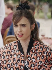 Emily In Paris Emily Cooper Leopard Bomber Jacket