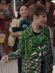 Emily Cooper Emily in Paris Season 3 Green Printed Coat