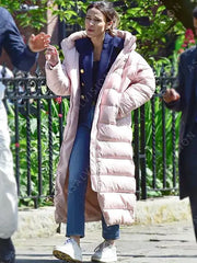 Maya Stern Fool Me Once Pink Long Puffer Coat