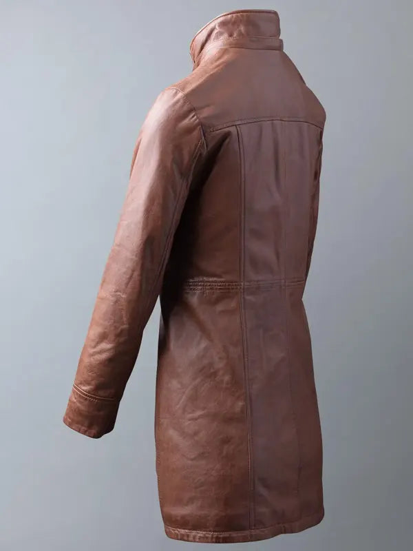 Fur Hooded Leather Coat For Women's