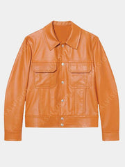 Gabriel Emily in Paris Season 3 Leather Tan Jacket