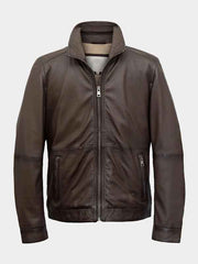 Gavin Mens Zip-Up Brown Leather Jacket