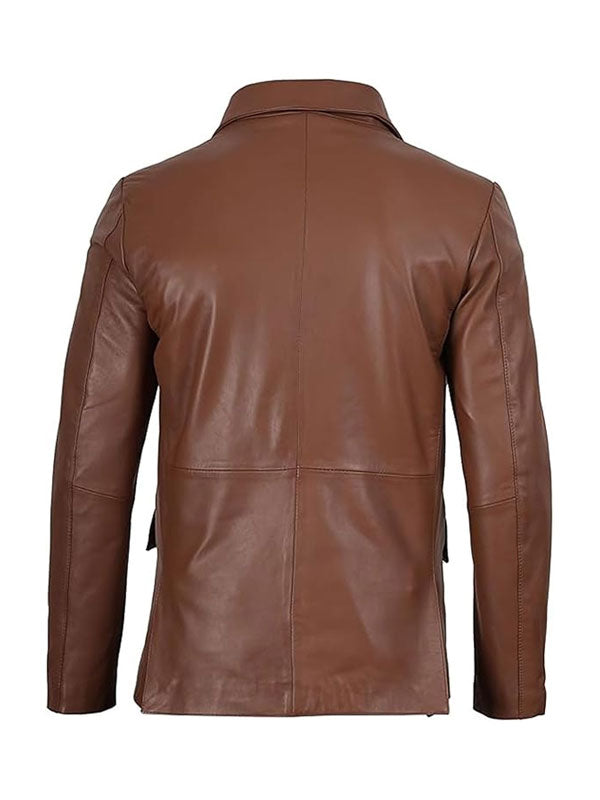 Panelist Brown Leather Blazer