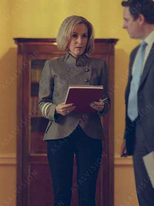 Scoop 2024 Gillian Anderson Grey Jacket