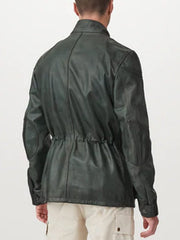Men's Real Leather Green Fashion Jacket