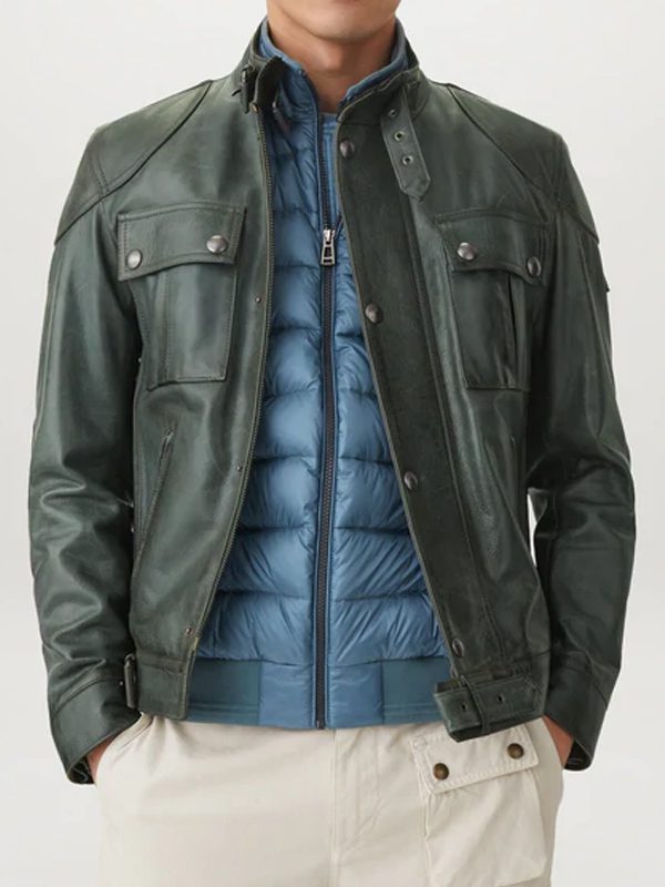 Men's Green Fashion Leather Jacket