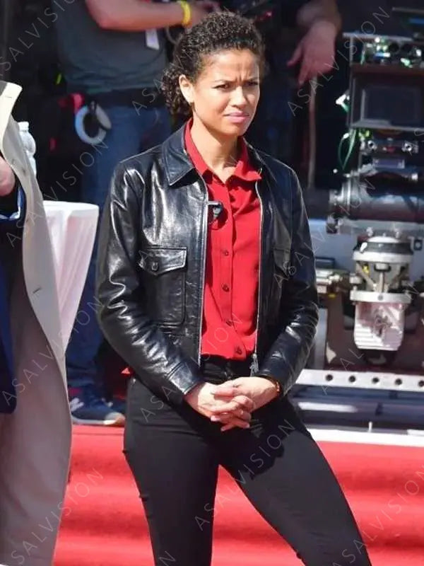 Lift 2024 Gugu Mbatha-Raw Black Leather Jacket