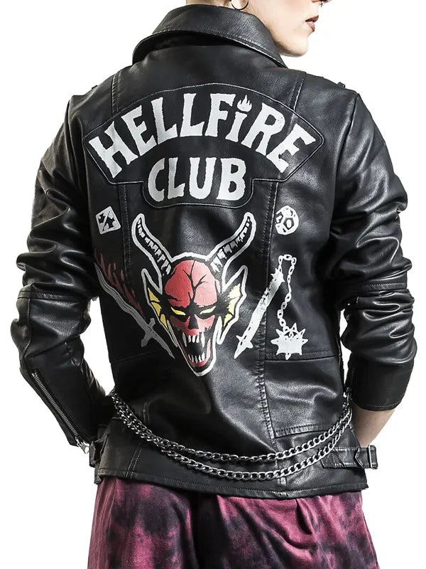 Hellfire Club Unisex Black Leather Jacket