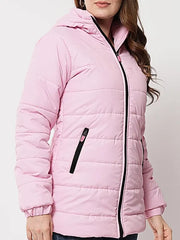 Women's Pink Puffer Jacket With Hood