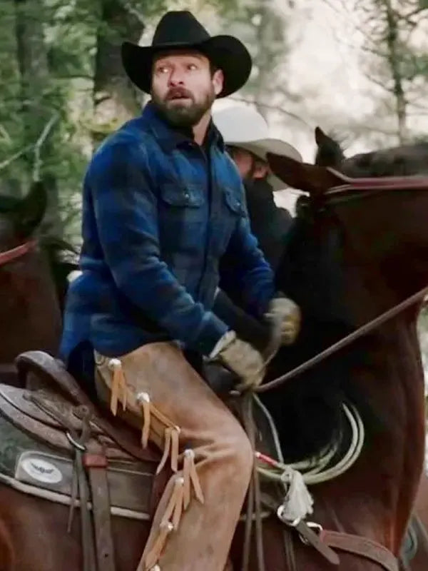 Ryan Yellowstone Ian Bohen Checked Blue Jacket
