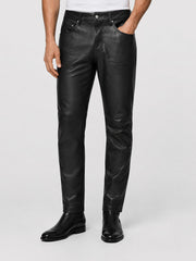 Isen Black Leather Jeans