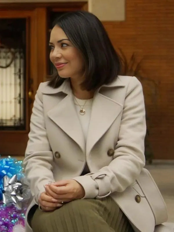 Haunted Wedding 2024 Janel Parrish Wool Trench Coat