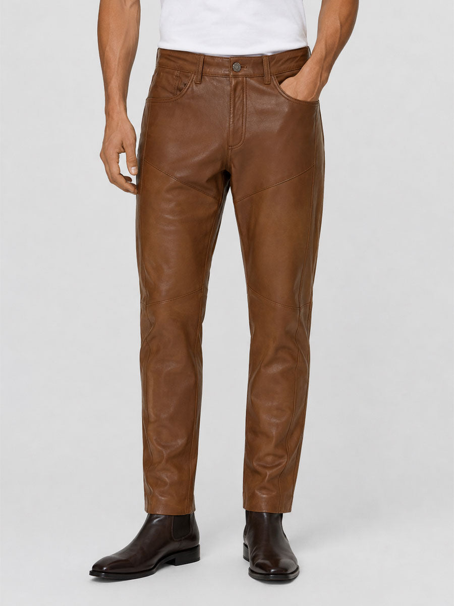 Jorvik Tan Leather Pants