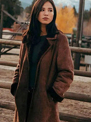 Kelsey Asbille Yellowstone Monica Dutton Shearling Coat