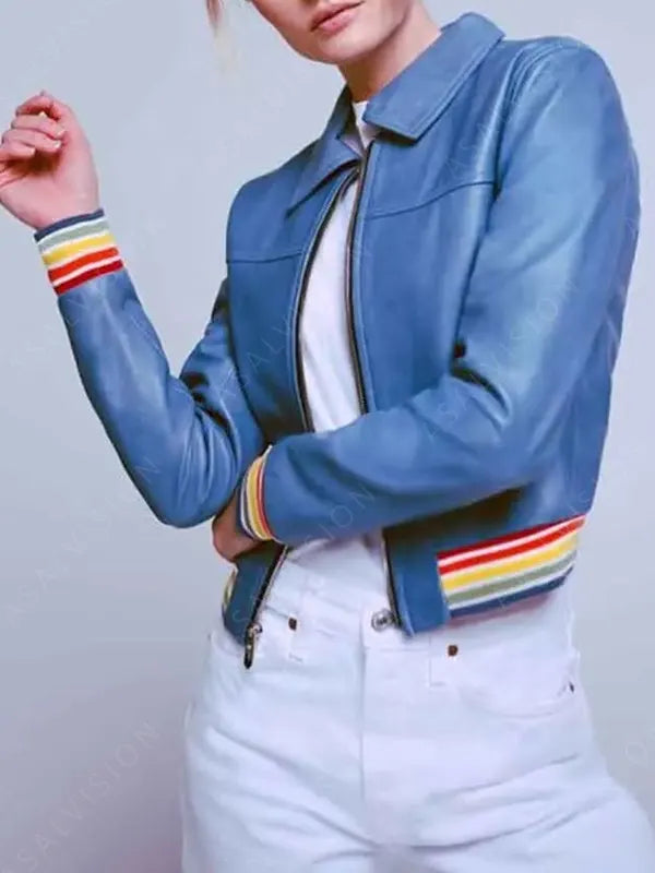Evil Kristen Bouchard Blue Leather Jacket