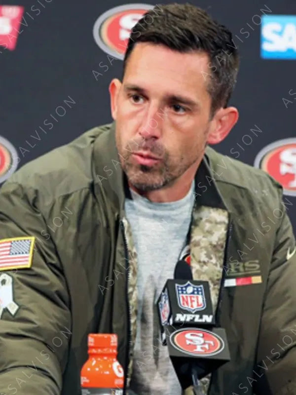 Mens Kyle Shanahan 49ers Bomber Green Jacket