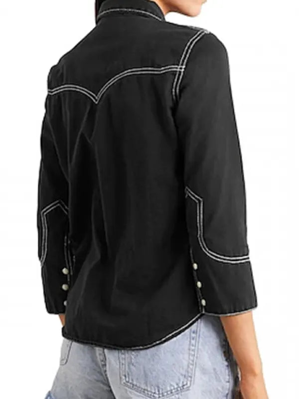 Yellowstone Season 4 Hassie Harrison Denim Shirt