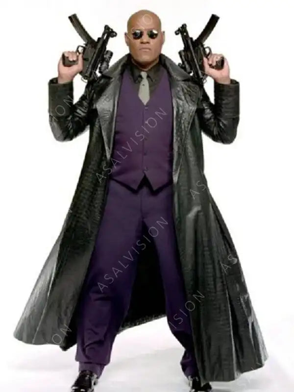The Matrix Morpheus Alligator Leather Trench Coat