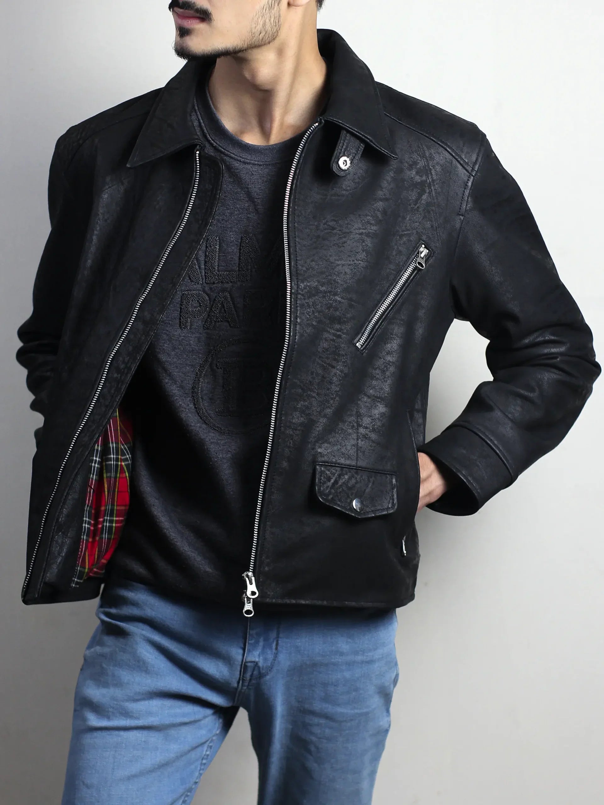 Knoxridge Black Men's Textured Leather Jacket